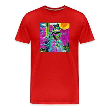 Van Gogh Freiheitsstatue - Männer Premium Bio T-Shirt - Rot - Vorne - Damien (186cm)