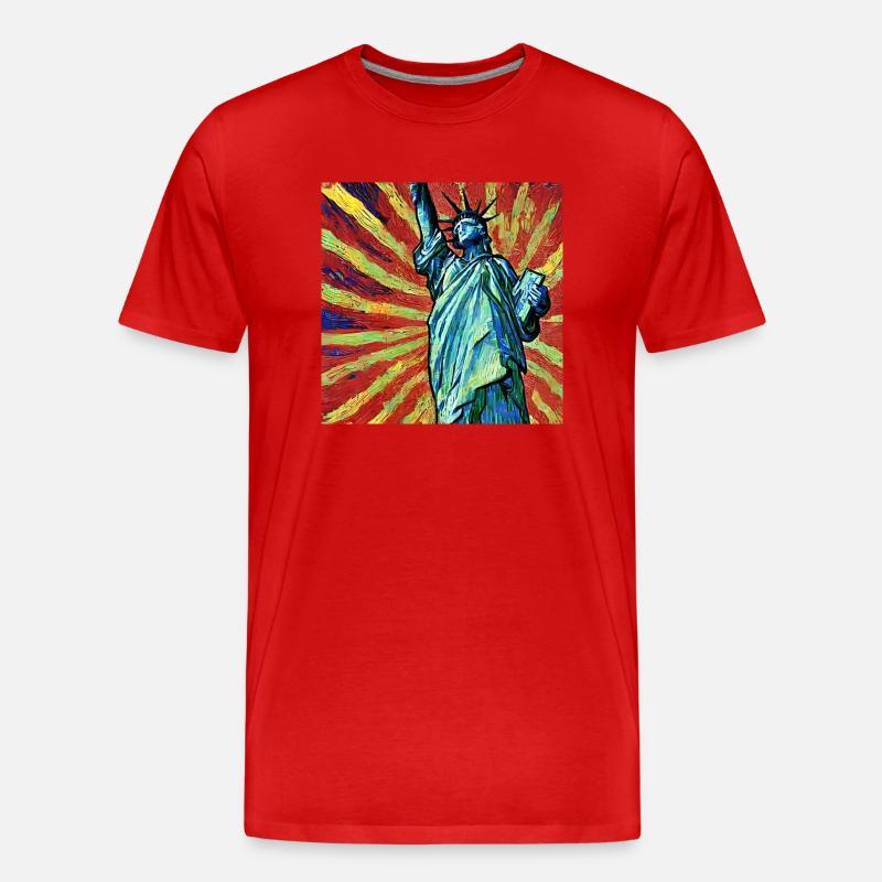 Van Gogh Freiheitsstatue - Männer Premium Bio T-Shirt - Rot