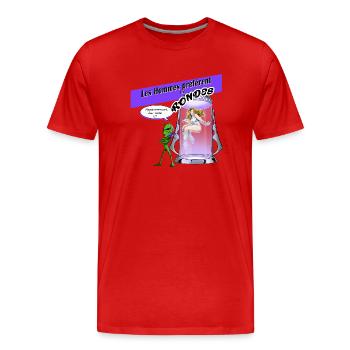 Les Hommes préfèrent les rondes 06 - T-shirt bio Premium Homme - rouge - Devant - Damien (186cm)