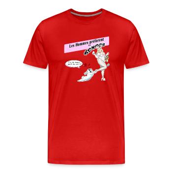 Les Hommes préfèrent les rondes10 - T-shirt bio Premium Homme - rouge - Devant - Damien (186cm)