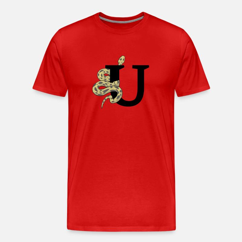Buchstabe u Schlange - Männer Premium Bio T-Shirt - Rot