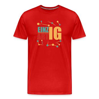 Einzigartig - Männer Premium Bio T-Shirt - Rot - Vorne - Damien (186cm)