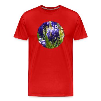 Der Duft der Hyazinthen zieht Bienen magisch an - Männer Premium Bio T-Shirt - Rot - Vorne - Damien (186cm)