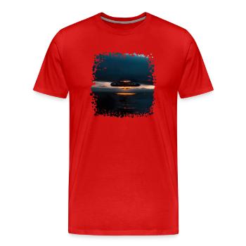 La recherche d’ovnis continue - T-shirt bio Premium Homme - rouge - Devant - Damien (186cm)