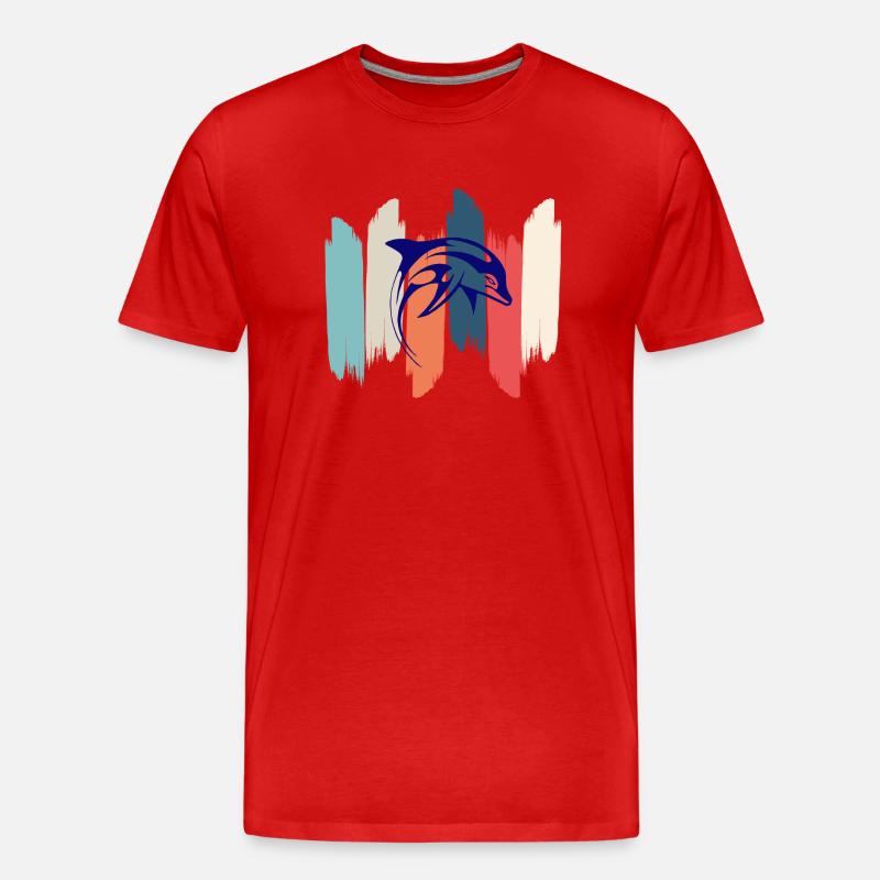 Retro Regenbogendelfin - Männer Premium Bio T-Shirt - Rot