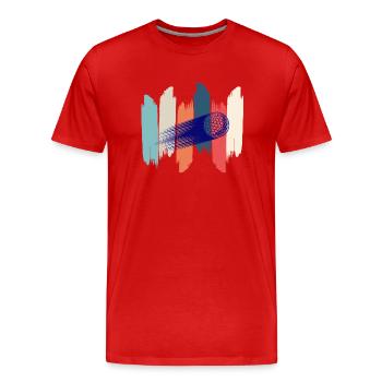 Retro Regenbogen Fußball - Männer Premium Bio T-Shirt - Rot - Vorne - Damien (186cm)