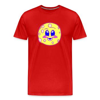 Lune laide Kawaii - T-shirt bio Premium Homme - rouge - Devant - Damien (186cm)