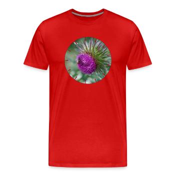 Die Distelblüte wird oft als Unkraut verschrien - Männer Premium Bio T-Shirt - Rot - Vorne - Damien (186cm)