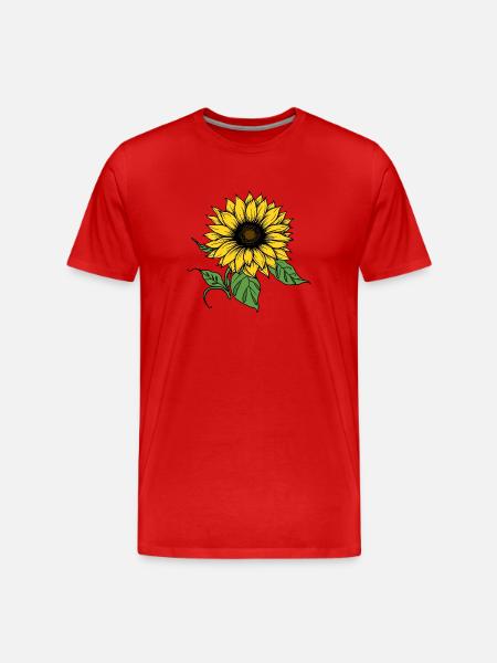 Hand-drawn sunflower, sunflower sticker - Men's Premium Organic T-Shirt - red