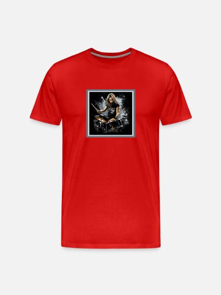 Drummer Girl - Männer Premium Bio T-Shirt - Rot