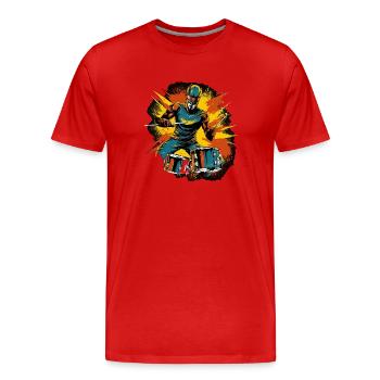 Space Drummer - Männer Premium Bio T-Shirt - Rot - Vorne - Damien (186cm)