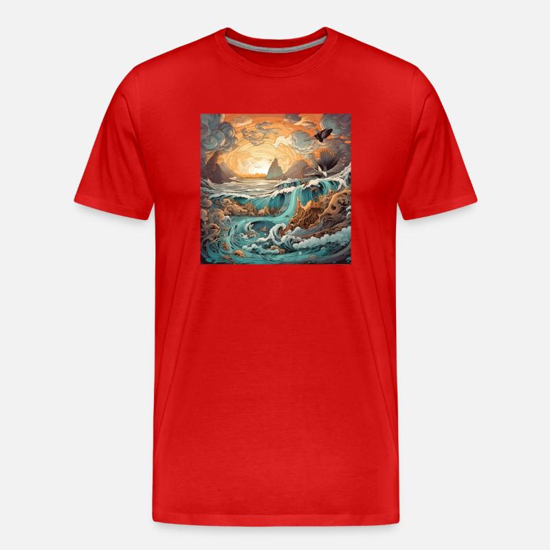 Himmel und Meer - Männer Premium Bio T-Shirt - Rot