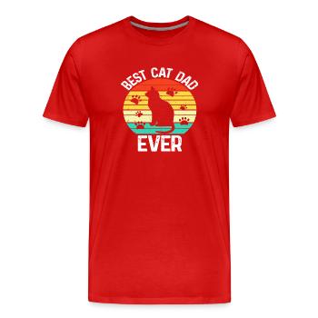 Best Cat Dad Ever - Männer Premium Bio T-Shirt - Rot - Vorne - Damien (186cm)
