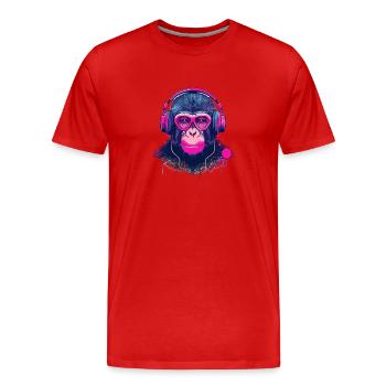Monkey Beats - Men's Premium Organic T-Shirt - red - Front - Damien (186cm)