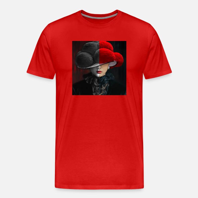 Bollenhut Lady Schwarz - Rot - Männer Premium Bio T-Shirt - Rot