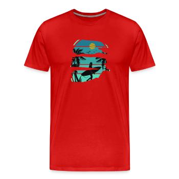 Mood été plage surf - T-shirt bio Premium Homme - rouge - Devant - Damien (186cm)