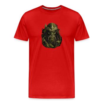 Dynamic artwork: fierce Greenskin warrior. - Men's Premium Organic T-Shirt - red - Front - Damien (186cm)