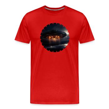 Observations d’OVNI sur les réseaux sociaux - T-shirt bio Premium Homme - rouge - Devant - Damien (186cm)