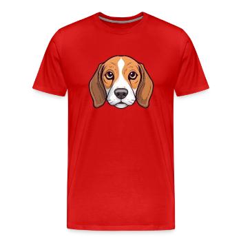 Beagle Kopf Comic Cartoon Look Hunde Glück - Männer Premium Bio T-Shirt - Rot - Vorne - Damien (186cm)