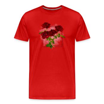 Fleurs cadre - T-shirt bio Premium Homme - rouge - Devant - Damien (186cm)