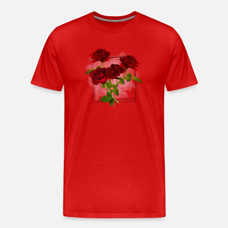 Blumen Rahmen - Männer Premium Bio T-Shirt - Rot