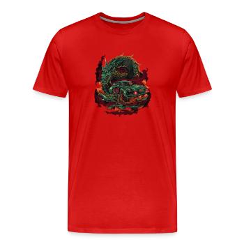 Drachen Auto - Männer Premium Bio T-Shirt - Rot - Vorne - Damien (186cm)
