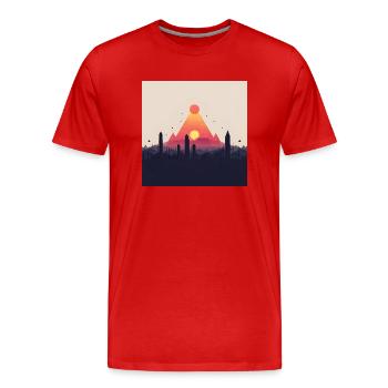 abstract pyramid - Men's Premium Organic T-Shirt - red - Front - Damien (186cm)