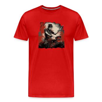 Drummer red - Männer Premium Bio T-Shirt - Rot - Vorne - Damien (186cm)