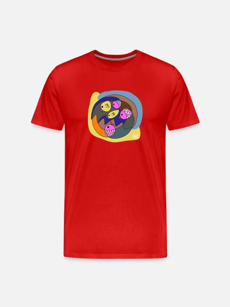 Fisch 3 - Männer Premium Bio T-Shirt - Rot