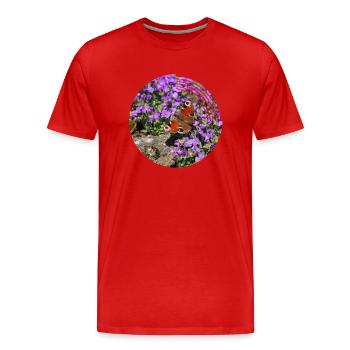 Pfauenaugen sind die bekanntesten Schmetterlingen - Männer Premium Bio T-Shirt - Rot - Vorne - Damien (186cm)