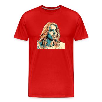 Jésus-Christ #01 - T-shirt bio Premium Homme - rouge - Devant - Damien (186cm)