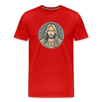 Jésus-Christ #04 - T-shirt bio Premium Homme - rouge - Devant - Damien (186cm)