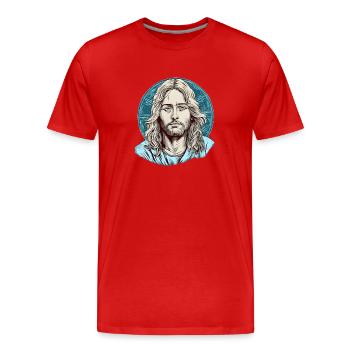 Jésus-Christ #06 - T-shirt bio Premium Homme - rouge - Devant - Damien (186cm)