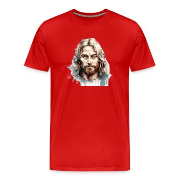 Jésus-Christ #07 - T-shirt bio Premium Homme - rouge - Devant - Damien (186cm)