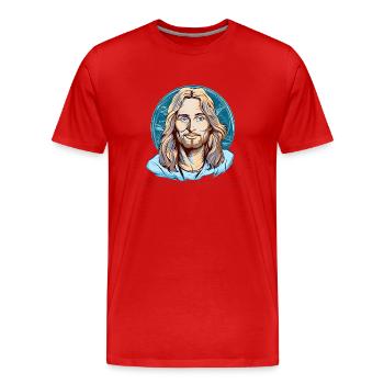 Jésus-Christ #08 - T-shirt bio Premium Homme - rouge - Devant - Damien (186cm)