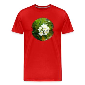 Plumeria is an exotic and fragrant flower - Men's Premium Organic T-Shirt - red - Front - Damien (186cm)
