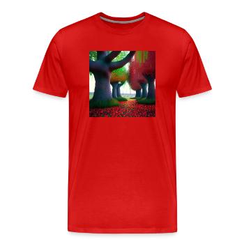 Forêt d’arbres épais - T-shirt bio Premium Homme - rouge - Devant - Damien (186cm)