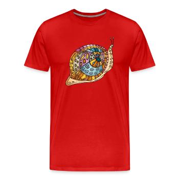 Schnecke - Männer Premium Bio T-Shirt - Rot - Vorne - Damien (186cm)