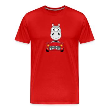 AUTO - NASHORN - CABRIO - TIER - TIERISCH - Männer Premium Bio T-Shirt - Rot - Vorne - Damien (186cm)