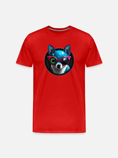 Chihuahua futuristic neon - Men's Premium Organic T-Shirt - red