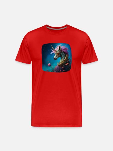 Einhorn Cyberpunk - Männer Premium Bio T-Shirt - Rot