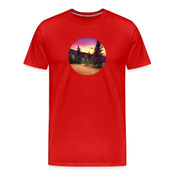 Bäume in Ebenen und Bergen - Männer Premium Bio T-Shirt - Rot - Vorne - Damien (186cm)