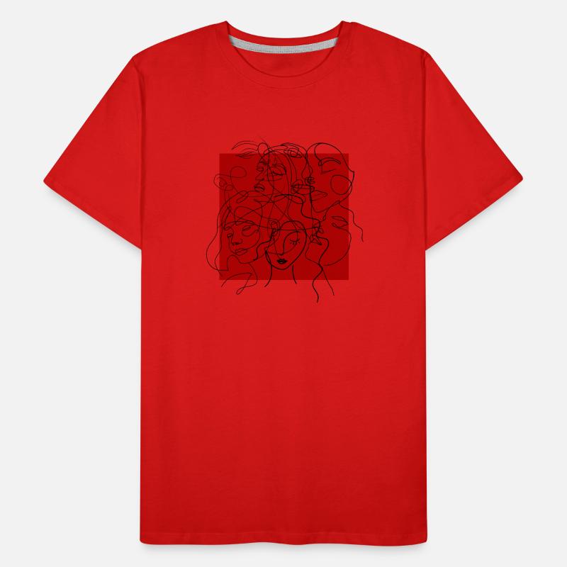 Face line red T-shirt bio Premium Homme
