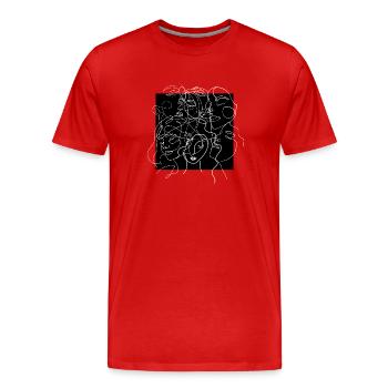 Face line black - T-shirt bio Premium Homme - rouge - Devant - Damien (186cm)