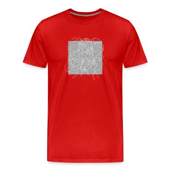 Gesichtslinie grau - Männer Premium Bio T-Shirt - Rot - Vorne - Damien (186cm)