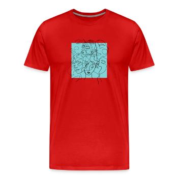 Face line blue - T-shirt bio Premium Homme - rouge - Devant - Damien (186cm)