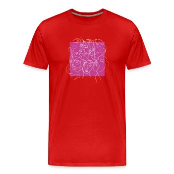 Gesichtslinie rosa - Männer Premium Bio T-Shirt - Rot - Vorne - Damien (186cm)