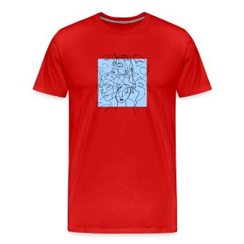 Face line blue - Men's Premium Organic T-Shirt - red - Front - Damien (186cm)