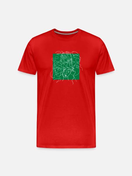 Face line Green - Men's Premium Organic T-Shirt - red