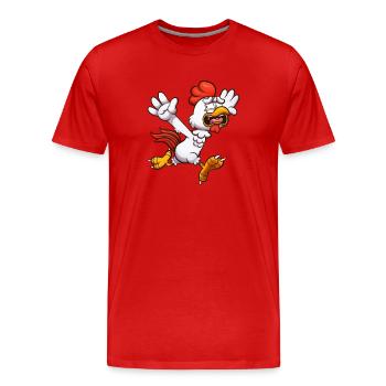 Verängstigtes Cartoon-Huhn - Männer Premium Bio T-Shirt - Rot - Vorne - Damien (186cm)